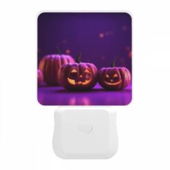 Night Light, Two Pumpkins With Faces Drawn On Them Sit On A Purple Background. -Nuas Diy Shop 3370c2e0debb58aa39b22246f48c962431642e32