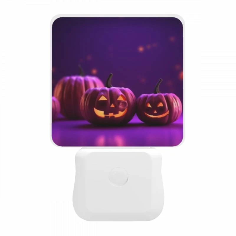 Night Light, Two pumpkins with faces drawn on them sit on a purple background. Night Light, Two Pumpkins With Faces Drawn On Them Sit On A Purple Background. -Nuas Diy Shop 3370c2e0debb58aa39b22246f48c962431642e32