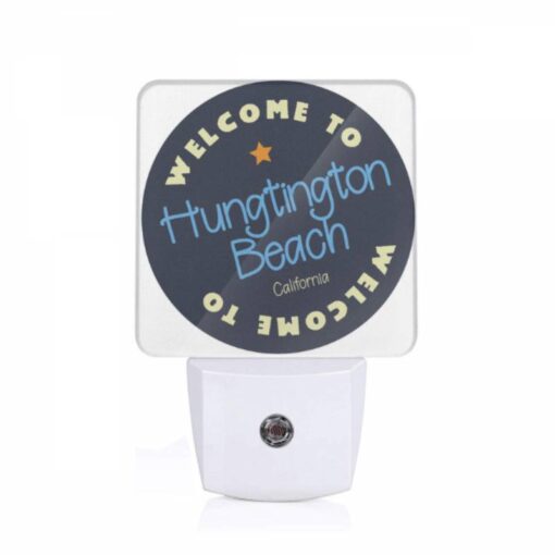 Night Light, A Blue And White Sign That Says Welcome To Huntington Beach. -Nuas Diy Shop 33a2f4e357b905ca8095926cea12b9dbf1a8a9c6