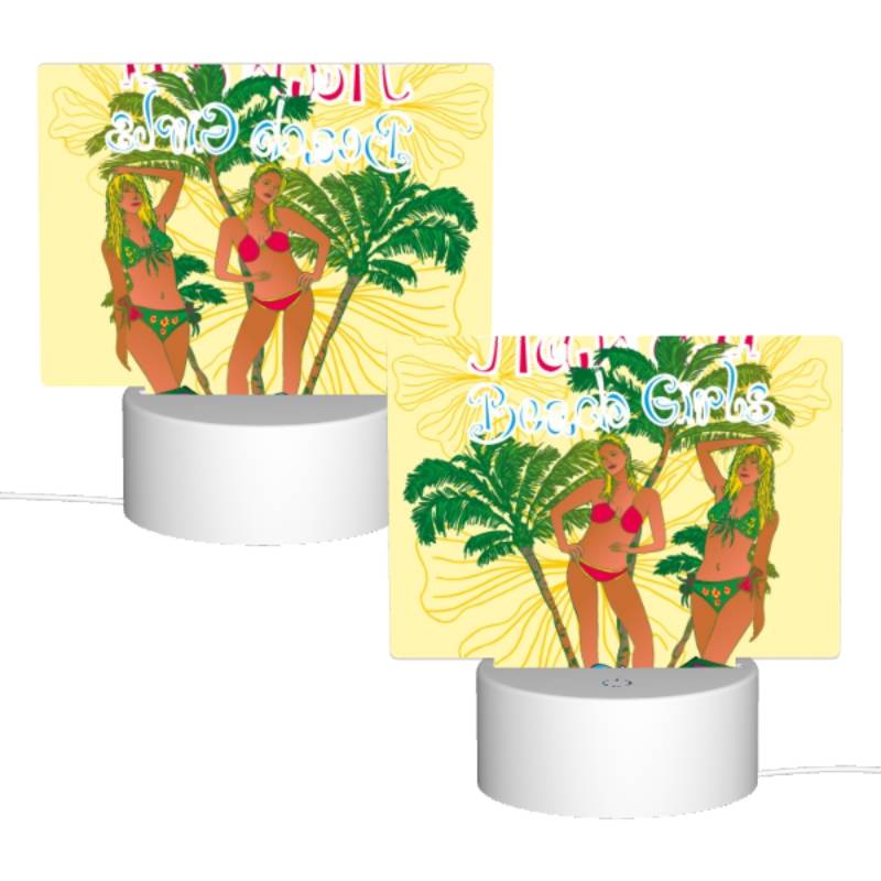 Rectangular Acrylic Night Light, Two women pose for a picture in front of a palm tree. Rectangular Acrylic Night Light, Two Women Pose For A Picture In Front Of A Palm Tree. -Nuas Diy Shop 33cc559b4dc064a9bc99137f95d7616f1575d5b3