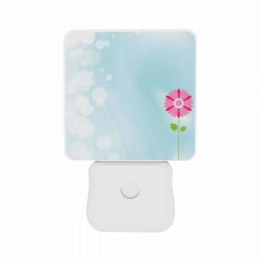 Night Light Set Of 2, A Single Pink Flower Stands Out Against A Blue Background. -Nuas Diy Shop 343aa35ea33746a253923bca5b52bf387ee6b0a1