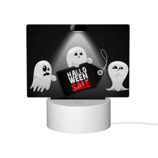 Rectangular Acrylic Night Light, A Ghost Holding A Halloween Sale Sign. -Nuas Diy Shop 3445669ad44c7dbe4383659862292764ece8d9f3