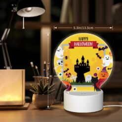Round Acrylic Night Light, A Colorful Halloween Scene With A Castle -Nuas Diy Shop 34c64d99992cf36f610446e0785eed6feb057086