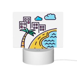 Rectangular Acrylic Night Light, A Cartoon Drawing Of A Beach With A Palm Tree And A Road. -Nuas Diy Shop 34f44865ebca7cba624cf5b306b21403a72596ca