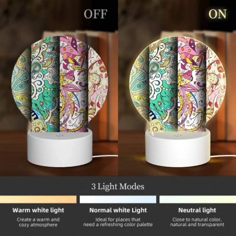 Round Acrylic Night Light, Three colorful designs are displayed on a wall. Round Acrylic Night Light, Three Colorful Designs Are Displayed On A Wall. -Nuas Diy Shop 3515ac06f4dcfa429b9b1148102f3fb92ff9d027