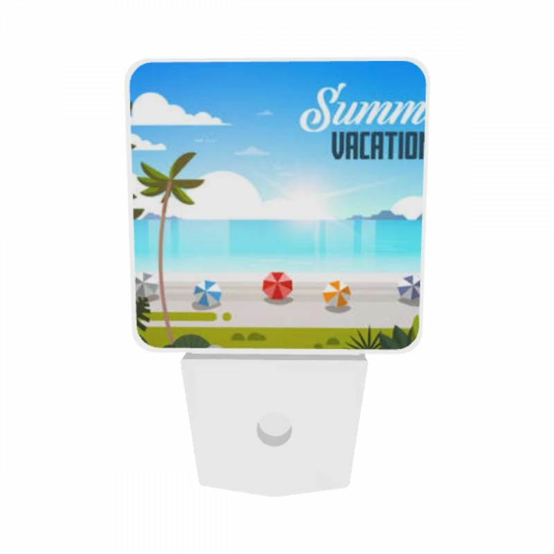 Night Light Set of 2, A colorful beach scene with palm trees and umbrellas. Night Light Set Of 2, A Colorful Beach Scene With Palm Trees And Umbrellas. -Nuas Diy Shop 351725b6d249f365643fc06d5c7cb7b99e613eb0