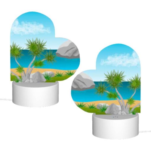 Love Acrylic Night Light, A Rocky Beach With A Few Trees And A Body Of Water. -Nuas Diy Shop 358179c0877a8f8fc129706c3cbbb1b972d95f8e