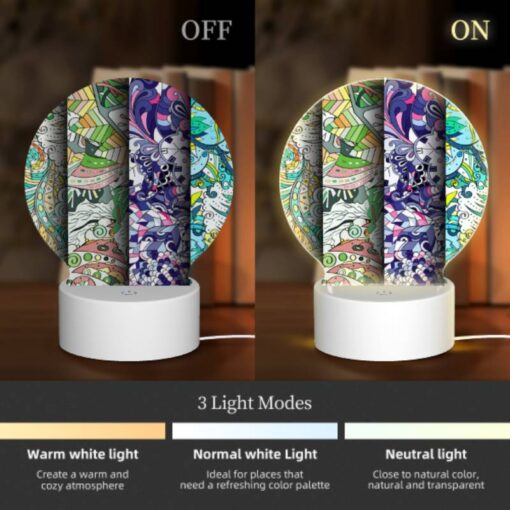 Round Acrylic Night Light, Three Colorful Designs Are Displayed On A Row. -Nuas Diy Shop 359f61c04f1d8f293ebceee303049ef0284ddae9