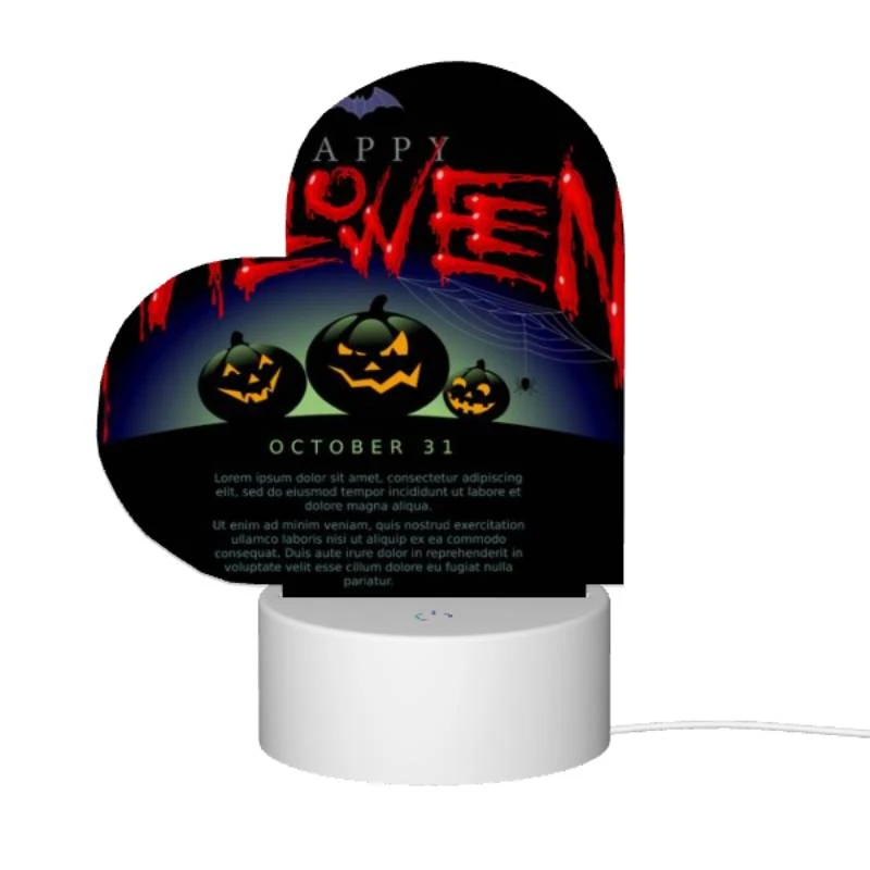 Love Acrylic Night Light, A poster with three pumpkins and the words "Happy Halloween" written on it. Love Acrylic Night Light, A Poster With Three Pumpkins And The Words "Happy Halloween" Written On It. -Nuas Diy Shop 35ce6108c1038071d59753fa904651c4354dfed4