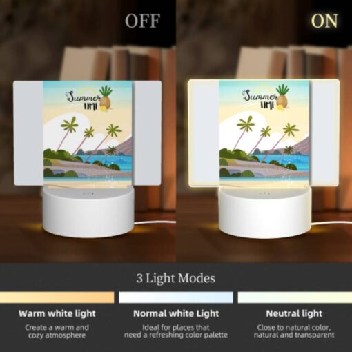 Rectangular Acrylic Night Light, A Colorful Poster Of A Tropical Island With A Pineapple On Top. -Nuas Diy Shop 362d13c2baafb21229a6141be48ab3761dbbb87d