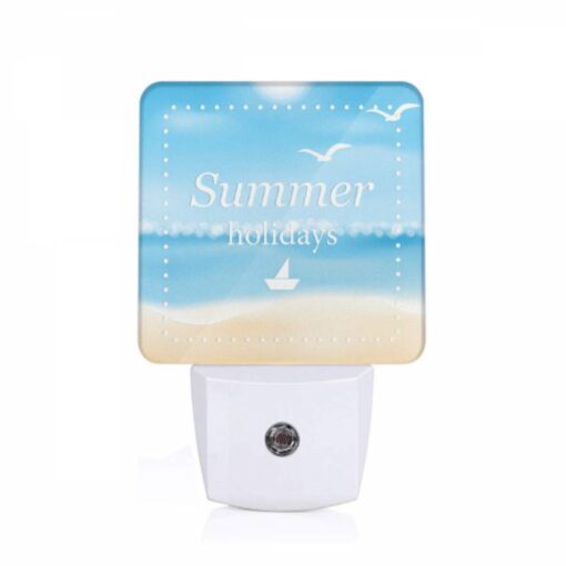 Night Light, A Blue And White Sign That Says "Summer Holidays" With A Sailboat On The Beach. -Nuas Diy Shop 3655986234ed5b2fe71b0dc4410fd2aa692efc37