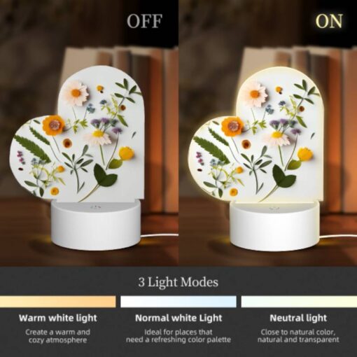 Love Acrylic Night Light, A Collection Of Flowers And Leaves On A White Background. -Nuas Diy Shop 36852b6d24990b9cd6cf120d33cf8ab8bc823e62
