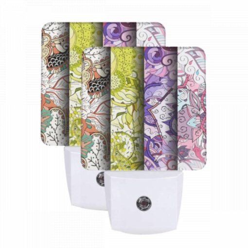 Night Light Set Of 2, Three Colorful Designs Of Flowers Are Displayed On A Wall. -Nuas Diy Shop 36bace3aef10aeec38d9a0c1b4953a02bcc4251e