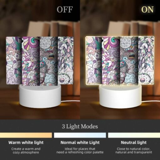 Rectangular Acrylic Night Light, Four Different Colored Designs Of Flowers And Leaves. -Nuas Diy Shop 37a972755234c00dd307110b905cfa854f49d79b