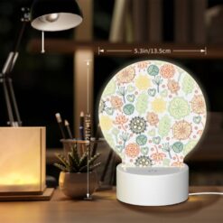 Round Acrylic Night Light, A Colorful Floral Pattern With Hearts And Flowers. -Nuas Diy Shop 37b1fb28ac11a06e1c3754fb4ba1ee670f8f45e1