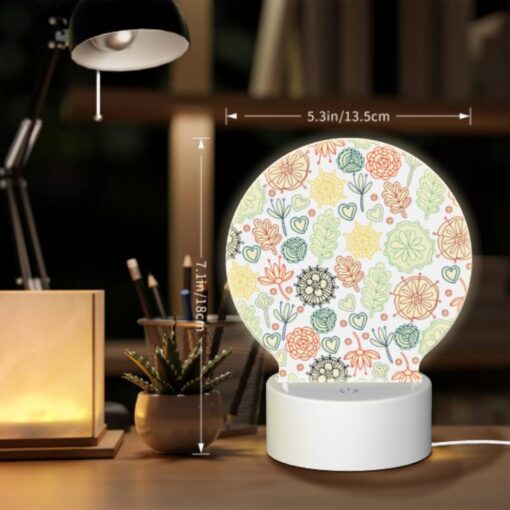 Round Acrylic Night Light, A Colorful Floral Pattern With Hearts And Flowers. -Nuas Diy Shop 37b1fb28ac11a06e1c3754fb4ba1ee670f8f45e1