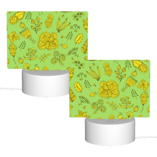Rectangular Acrylic Night Light, A Green Background With Yellow Flowers And Leaves. -Nuas Diy Shop 381e045f10d2bee0a79331cc073409fe96cd9618