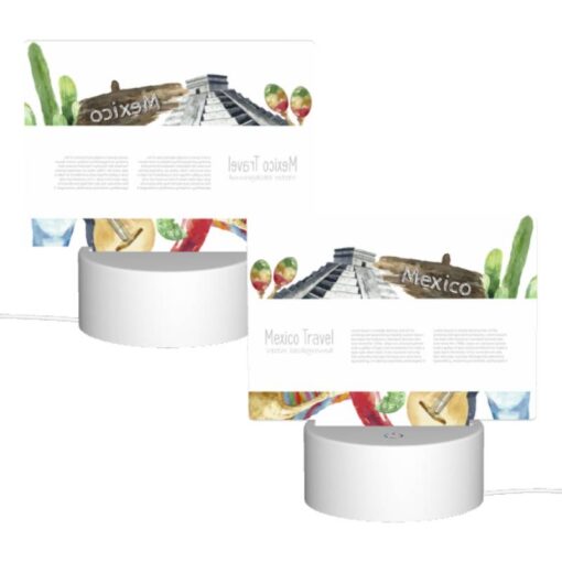 Rectangular Acrylic Night Light, A Colorful Poster Of Mexico With A Variety Of Foods And Landmarks. -Nuas Diy Shop 38b626e9e3b81a6b0295aaec3f61bfd49c4bb153