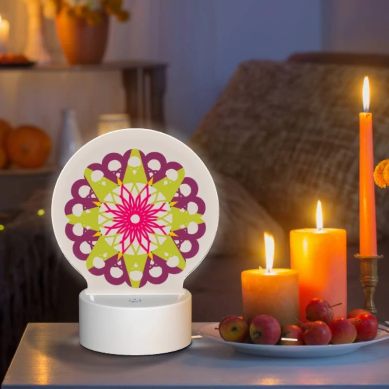 Round Acrylic Night Light, A colorful flower with a yellow center and pink petals. Round Acrylic Night Light, A Colorful Flower With A Yellow Center And Pink Petals. -Nuas Diy Shop 391c087a88560c191db869d5a939ca5dc14ba28e
