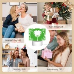 Rectangular Acrylic Night Light, A Green And White Picture Of A Palm Tree. -Nuas Diy Shop 39640629a3ddd127f56522fe850c9ae6e05c0bc4