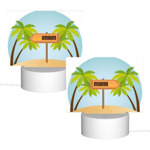 Rectangular Acrylic Night Light, A Sign For Miami Beach Is In Front Of Palm Trees. -Nuas Diy Shop 39d58512b4f68a7c79c67f5c7eef4bd8f948538c
