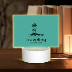 Rectangular Acrylic Night Light, A Logo For A Traveling Company.