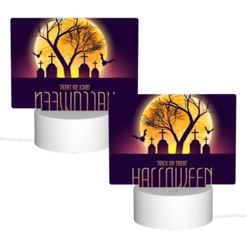 Rectangular Acrylic Night Light, A Halloween Poster With A Tree And Crosses. -Nuas Diy Shop 3a466fa0e4902f14198b7f7b91a0627fdb3d9f79