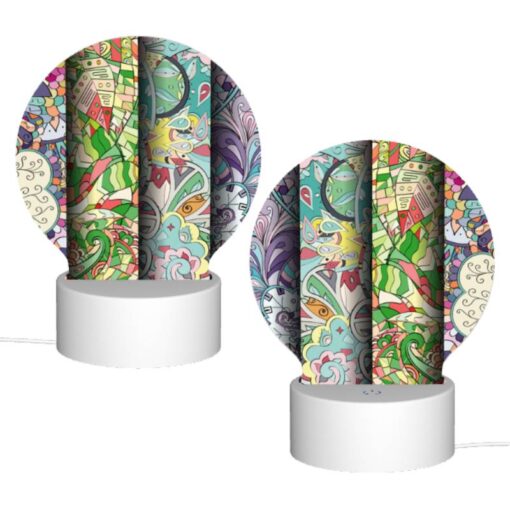 Round Acrylic Night Light, Four Different Colored Paintings Of Flowers. -Nuas Diy Shop 3a7239c43950d11241288d35a674f73c9000abaa
