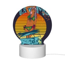 Round Acrylic Night Light, A Woman In A Bikini Is Standing Next To A Volkswagen Van. -Nuas Diy Shop 3a763576d34e8f5c3b03d05629f2ea3e7ad155e3