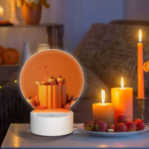 Round Acrylic Night Light, A Stack Of Pumpkins With Leaves On Top. -Nuas Diy Shop 3a7d0b74f9273b3554c1dd2bfb7e3265c56cdc34