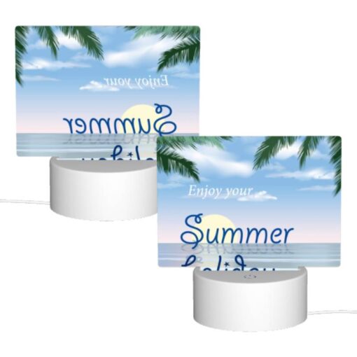 Rectangular Acrylic Night Light, A Beautiful Beach Scene With A Palm Tree And A Shell. -Nuas Diy Shop 3a9bcf0ce116766339d3a8390275b7a297680dd4