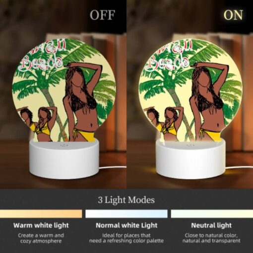 Round Acrylic Night Light, Two Women Are Posing For A Picture On A Beach. -Nuas Diy Shop 3b4805041ad9ac1fda590941174ba26782fe5a27