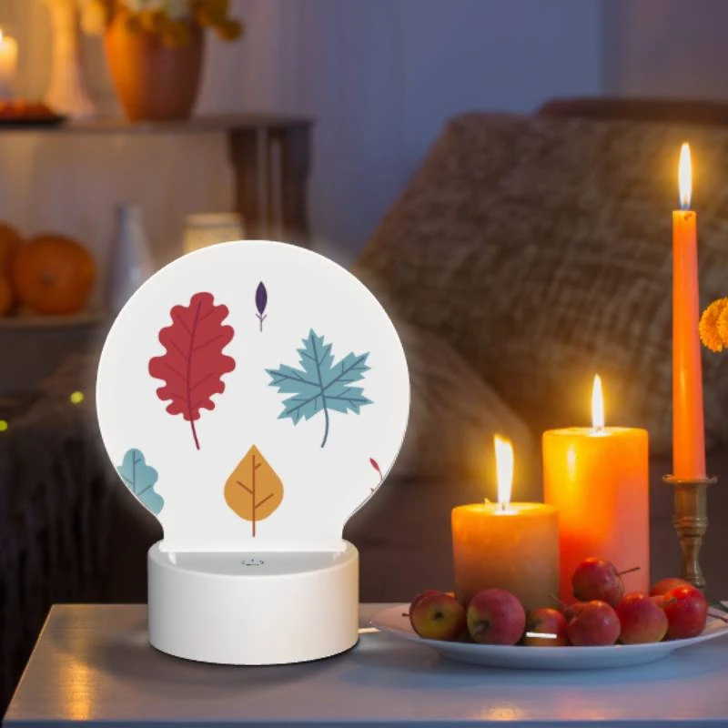 Round Acrylic Night Light, Six different colored leaves are shown in a row. Round Acrylic Night Light, Six Different Colored Leaves Are Shown In A Row. -Nuas Diy Shop 3b48ff00644671c6b5bffa68a929d68fbbb2ce15