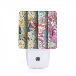 Night Light, Four Different Colored Designs Of A Flower.