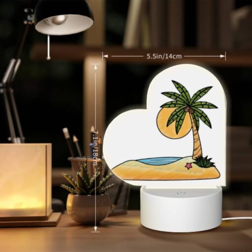 Love Acrylic Night Light, A Cartoon Drawing Of A Palm Tree On A Beach. -Nuas Diy Shop 3b5a06c8cae4c40f04869fd50b61cac6f9380e0d