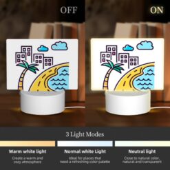 Rectangular Acrylic Night Light, A Cartoon Drawing Of A Beach With A Palm Tree And A Road. -Nuas Diy Shop 3bd0614e6267767aedc71069c82d9f85c8efc447