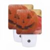 Night Light Set Of 2, A Carved Pumpkin With A Face On It. -Nuas Diy Shop 3bf501de00f727690694716edfa9000319ec423f