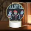 Round Acrylic Night Light, Three Zombie Characters Are Shown In A Black And White Image.