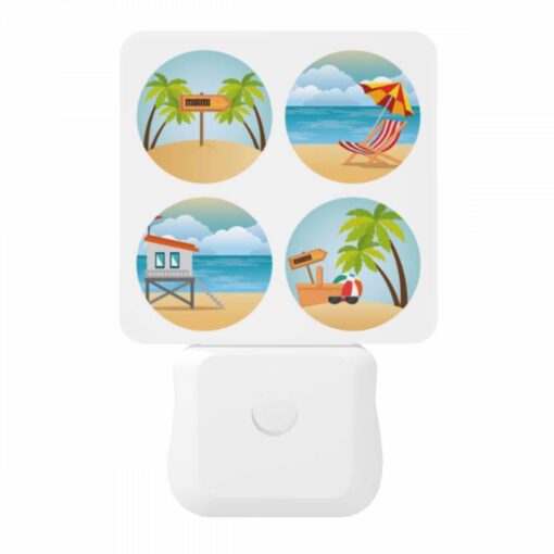Night Light, Four Different Beach Scenes With A Miami Sign In Each. -Nuas Diy Shop 3c0aa2891adec984c1f9526abe2a96e1dbbb467e