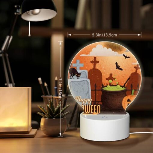 Round Acrylic Night Light, A Halloween Poster With A Cat -Nuas Diy Shop 3c462391741c3fcd89c1535a26eb51635b0fdac5