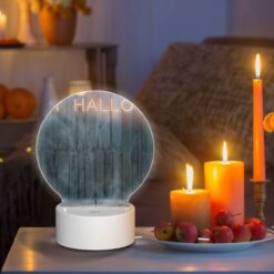 Round Acrylic Night Light, A Sign That Says "Happy Halloween" On A Wooden Wall. -Nuas Diy Shop 3c49a68522f9175cdb9e4692d39090778f5ce946