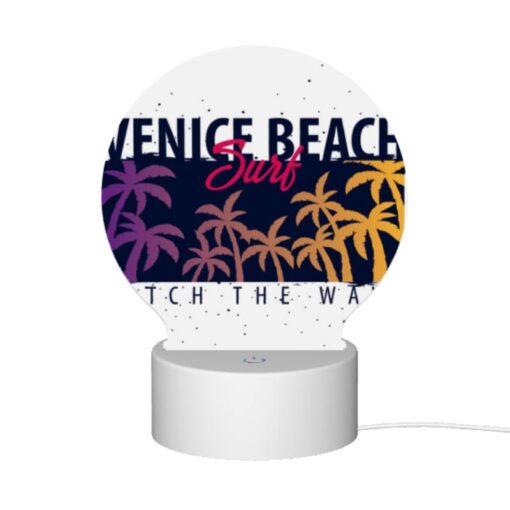 Round Acrylic Night Light, A Surfboard With A Picture Of A Beach And The Words "Catch The Wave" On It. -Nuas Diy Shop 3c7f252eef30dc47f05ca9198675b6d44c0c5c22