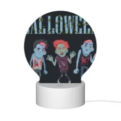 Round Acrylic Night Light, Three Zombie Characters Are Shown In A Black And White Image. -Nuas Diy Shop 3d6eec533547499b5b0f88fc2d68c5ba40369e90