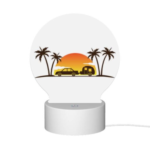 Round Acrylic Night Light, A Car Is Driving Down A Road With A Camper Trailer Attached To It. -Nuas Diy Shop 3e60de5061c7023b8c9669dd7e0f758ad0815101