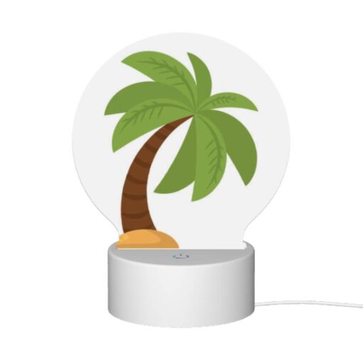 Round Acrylic Night Light, A Green Palm Tree With A Brown Trunk. -Nuas Diy Shop 3ea3f859310ed92b92b34beea1309b30d93e3063