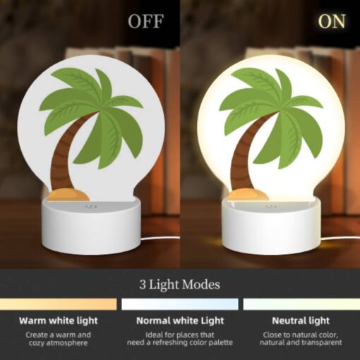 Round Acrylic Night Light, A Green Palm Tree With A Brown Trunk. -Nuas Diy Shop 3eae12352722c2d4261a016476096896f14187a1