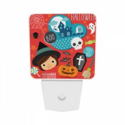 Night Light Set Of 2, A Halloween Themed Image With A Girl And Various Halloween Symbols. -Nuas Diy Shop 3ec36fc2798efd918e8bde8586e27ad289af34f7