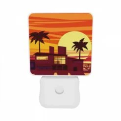 Night Light Set Of 2, A House With A Sunset In The Background. -Nuas Diy Shop 3f240d11c90933e76923be8979a972ca168297d7
