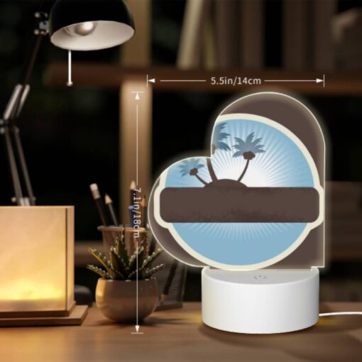Love Acrylic Night Light, A Brown And White Circle With A Picture Of A Palm Tree On It. -Nuas Diy Shop 3f4c8c2cb8ad9ca27d31014b5995d10eada5dd00