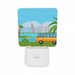 Night Light Set Of 2, A Colorful Cartoon Van Is Driving On A Road Near A Body Of Water. -Nuas Diy Shop 3f4e360f16fa79a5348ad4703afdd97d5709884d